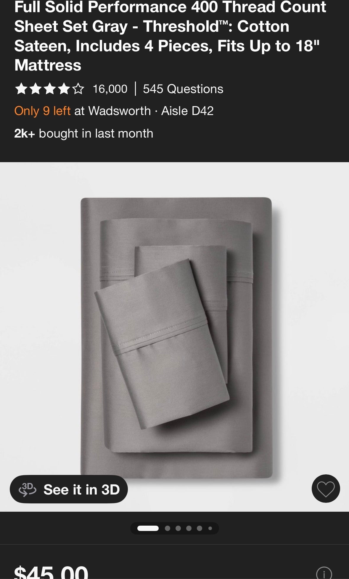 Threshold Full Solid Performance Sheet Set, New