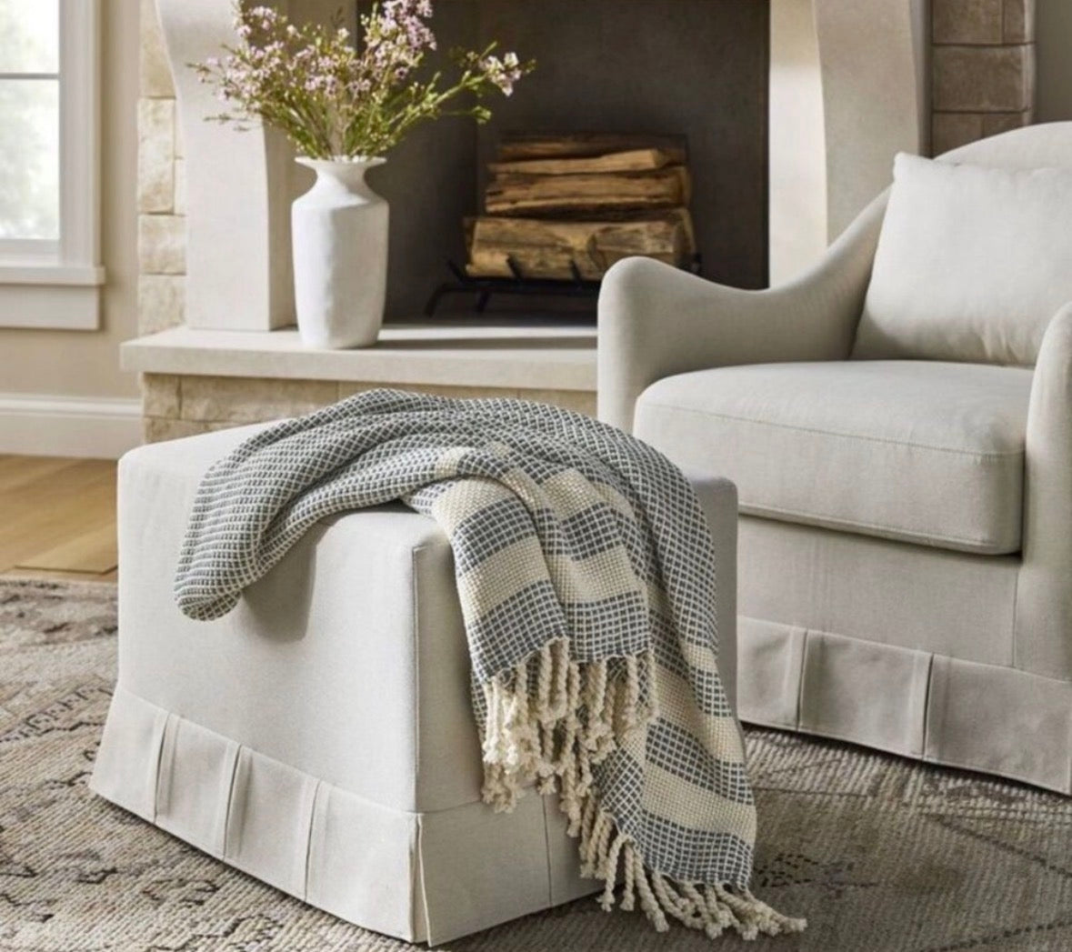 Studio McGee 50”x60” Knit Fringed Throw Blanket, New