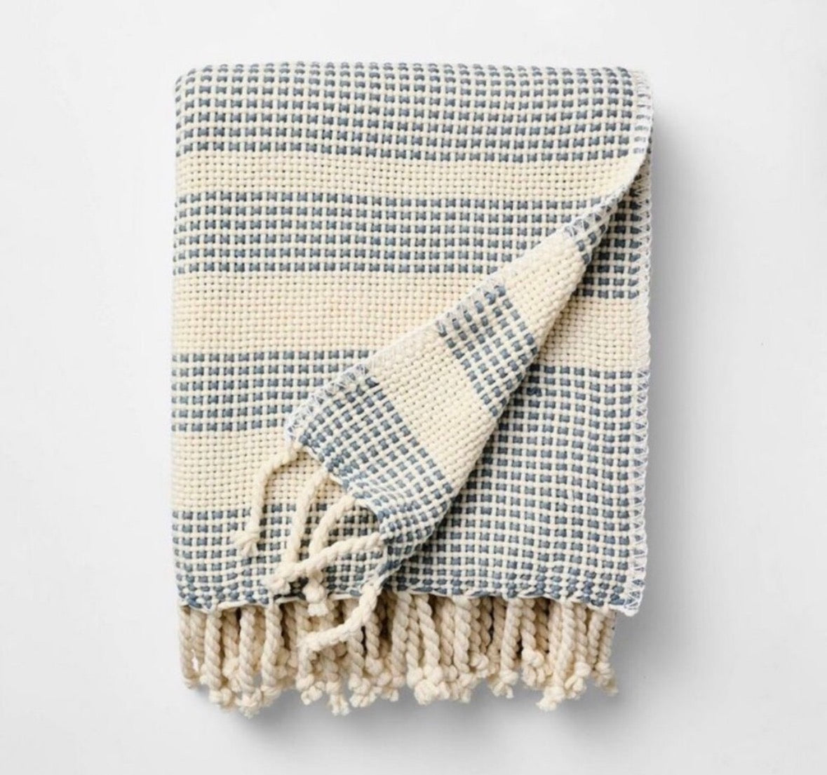 Studio McGee 50”x60” Knit Fringed Throw Blanket, New