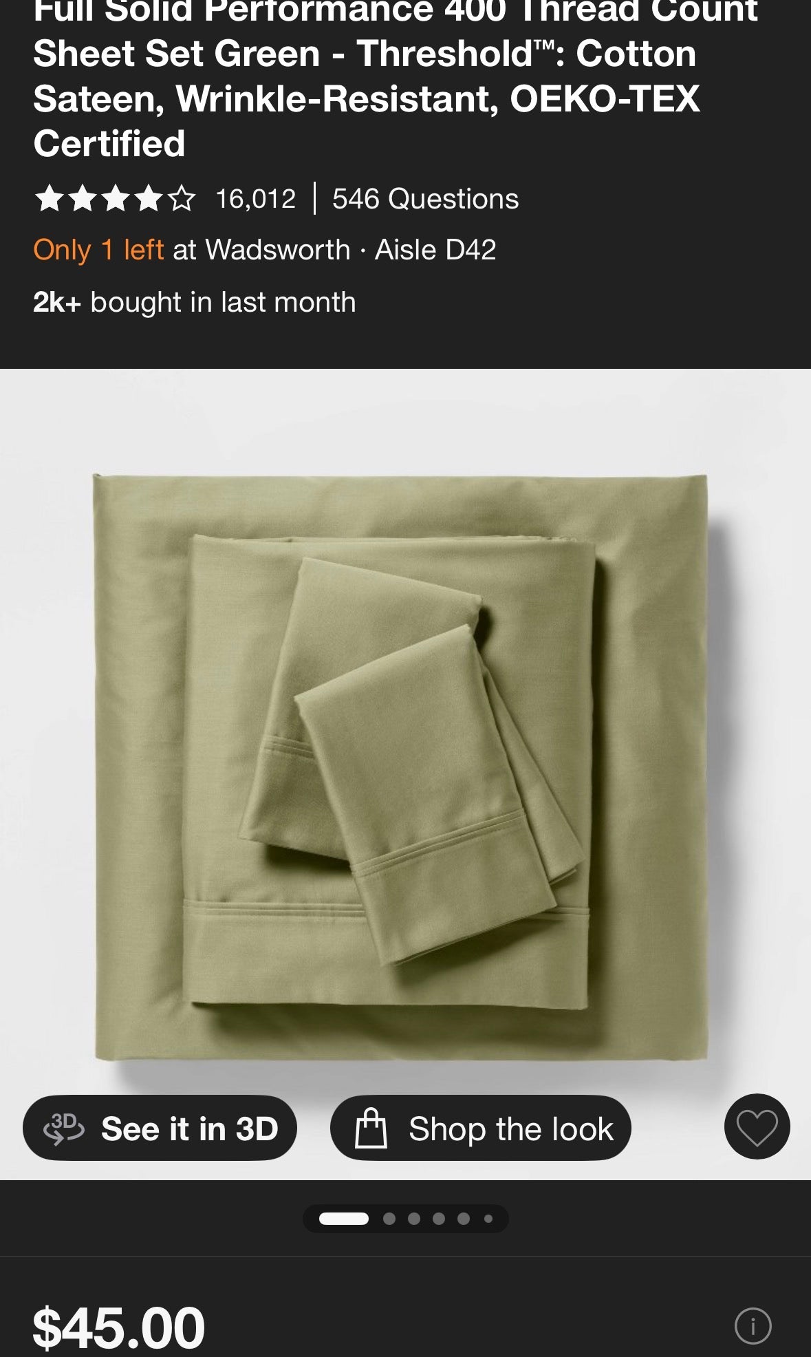 Threshold Full Solid Performance Sheet Set, New