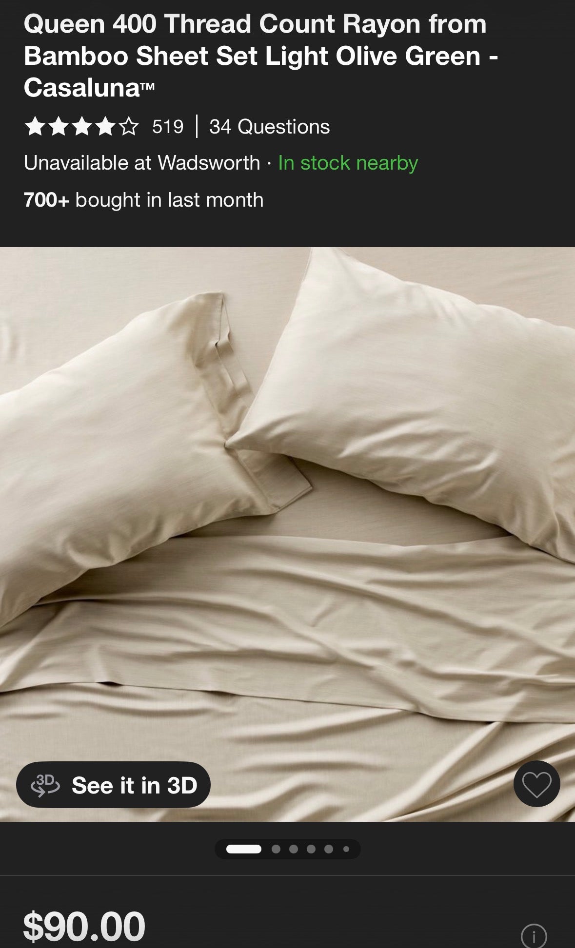 Casaluna Queen Blissful Bamboo Sheet Set, New