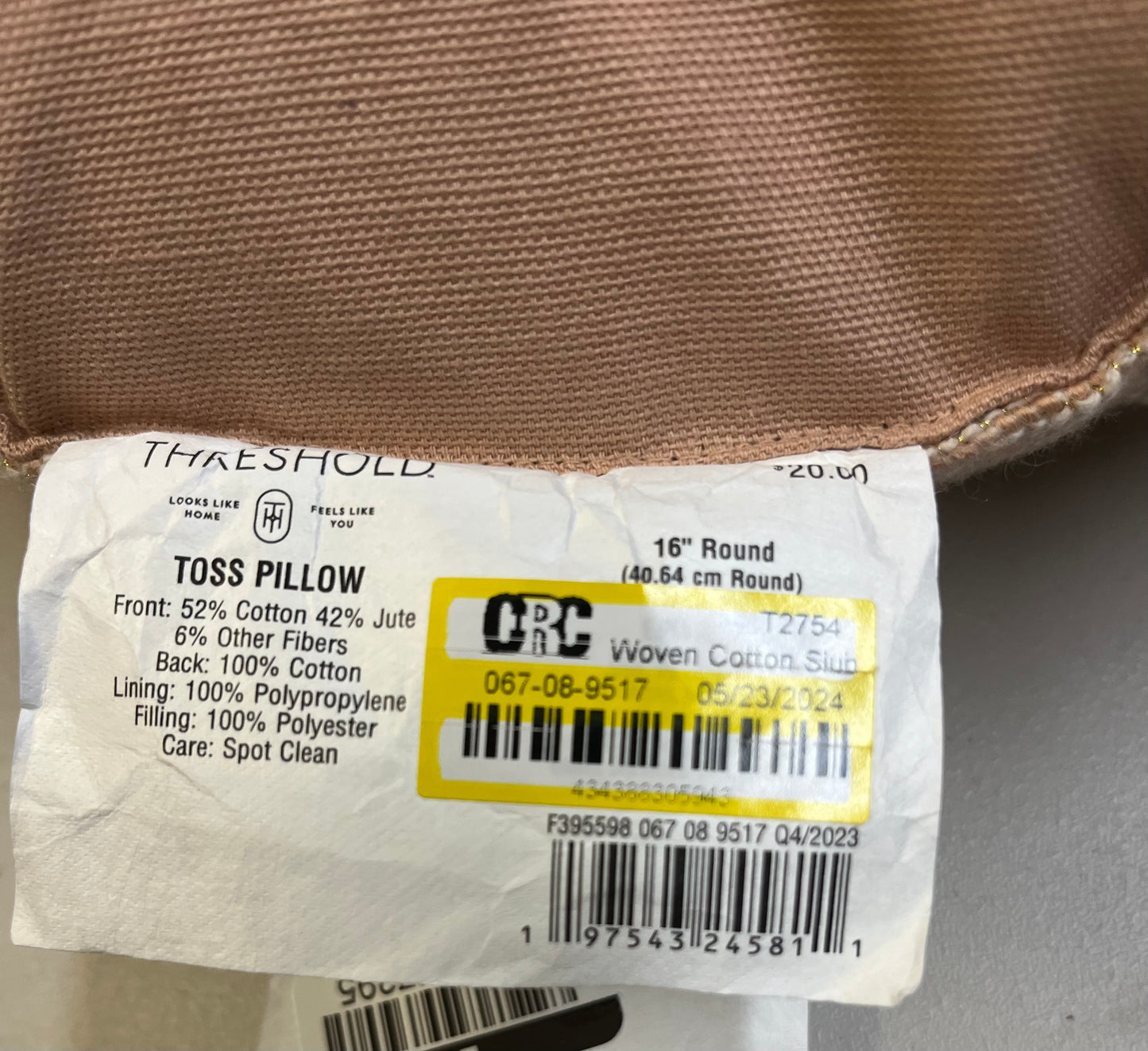 Threshold 16" Woven Cotton Slub Round Throw Pillow, New