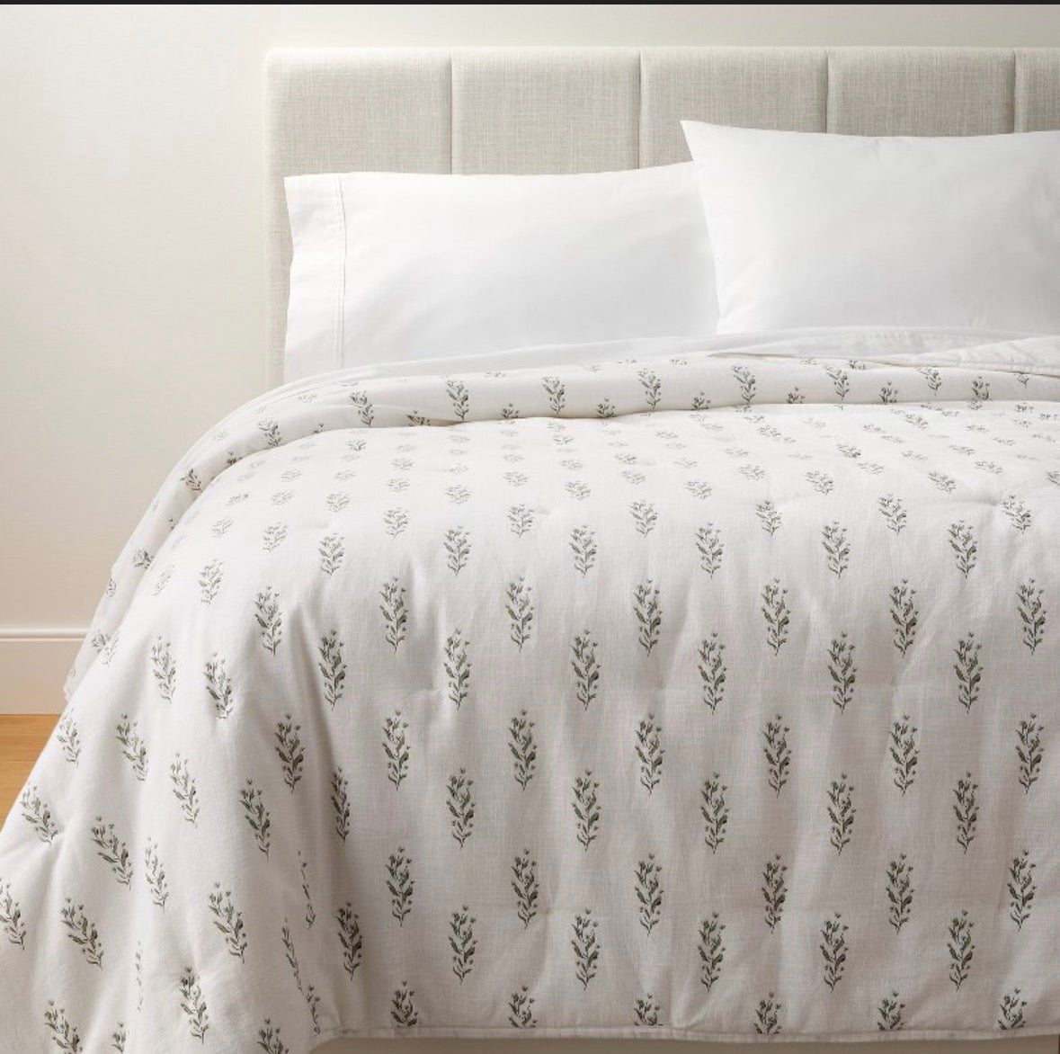 Studio McGee Full/Queen Lofty Floral Wood Block Quilt, New