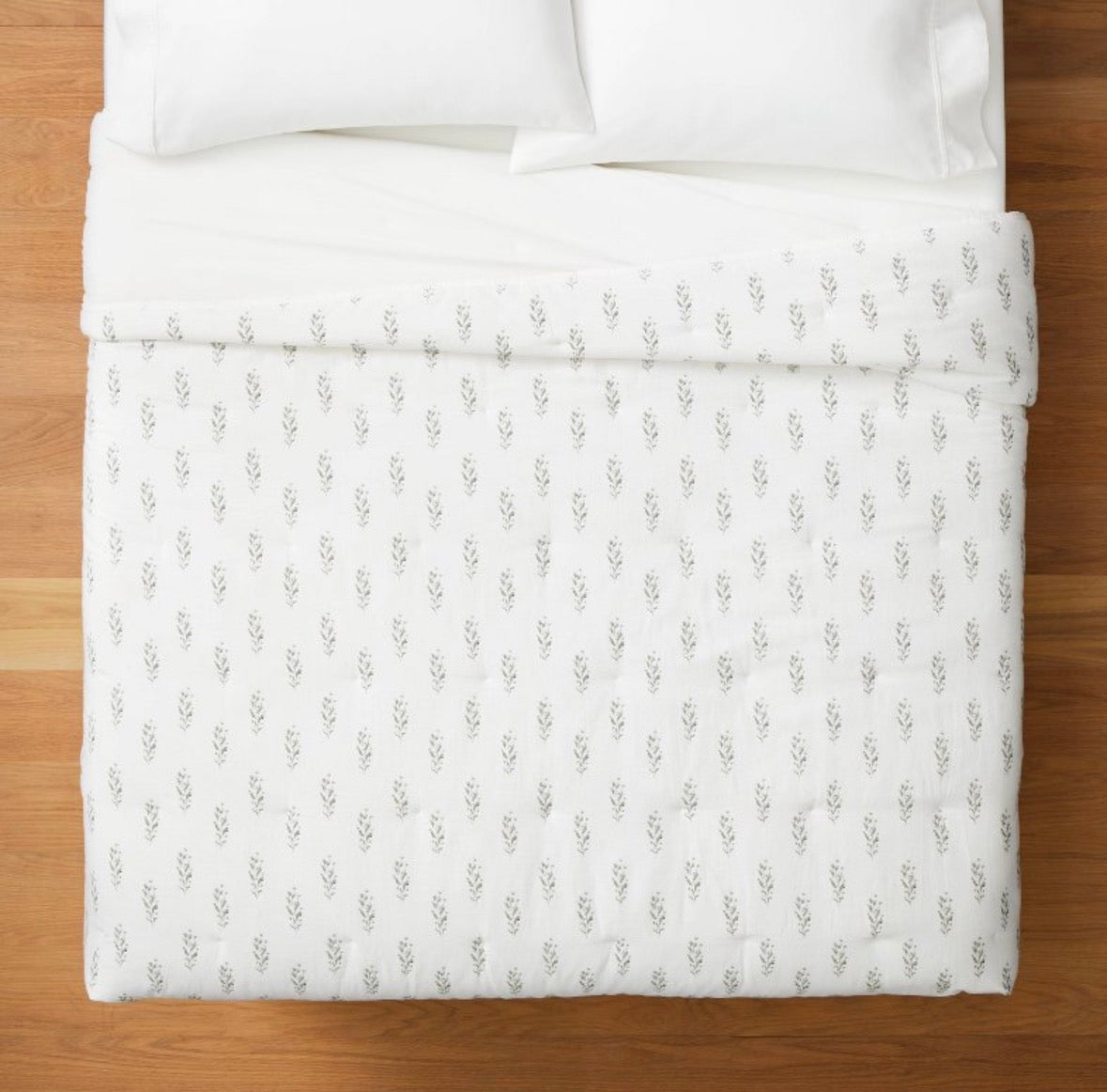 Studio McGee Full/Queen Lofty Floral Wood Block Quilt, New