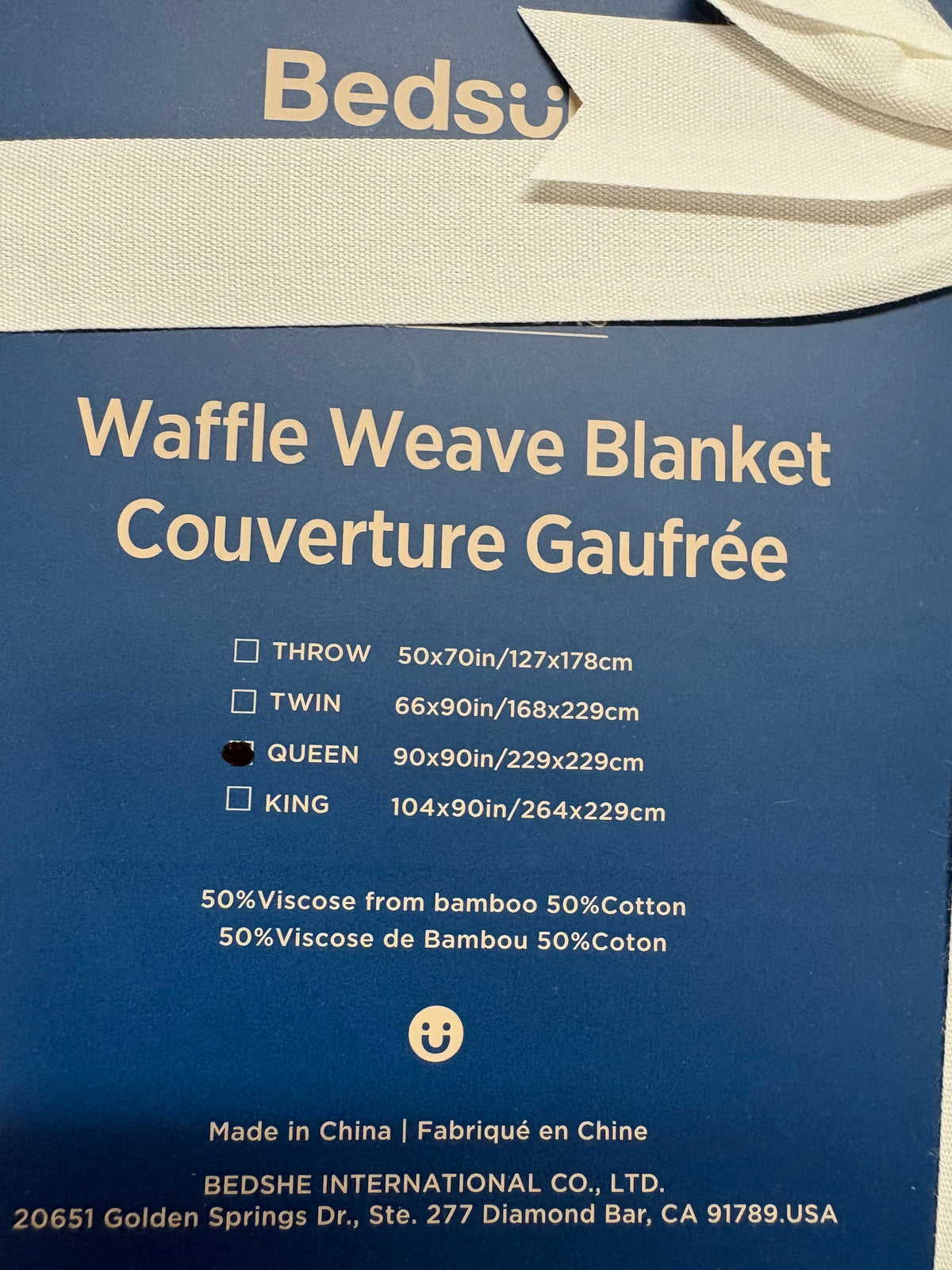 Bedsure Queen Cooling Waffle Weave Bed Blanket, New