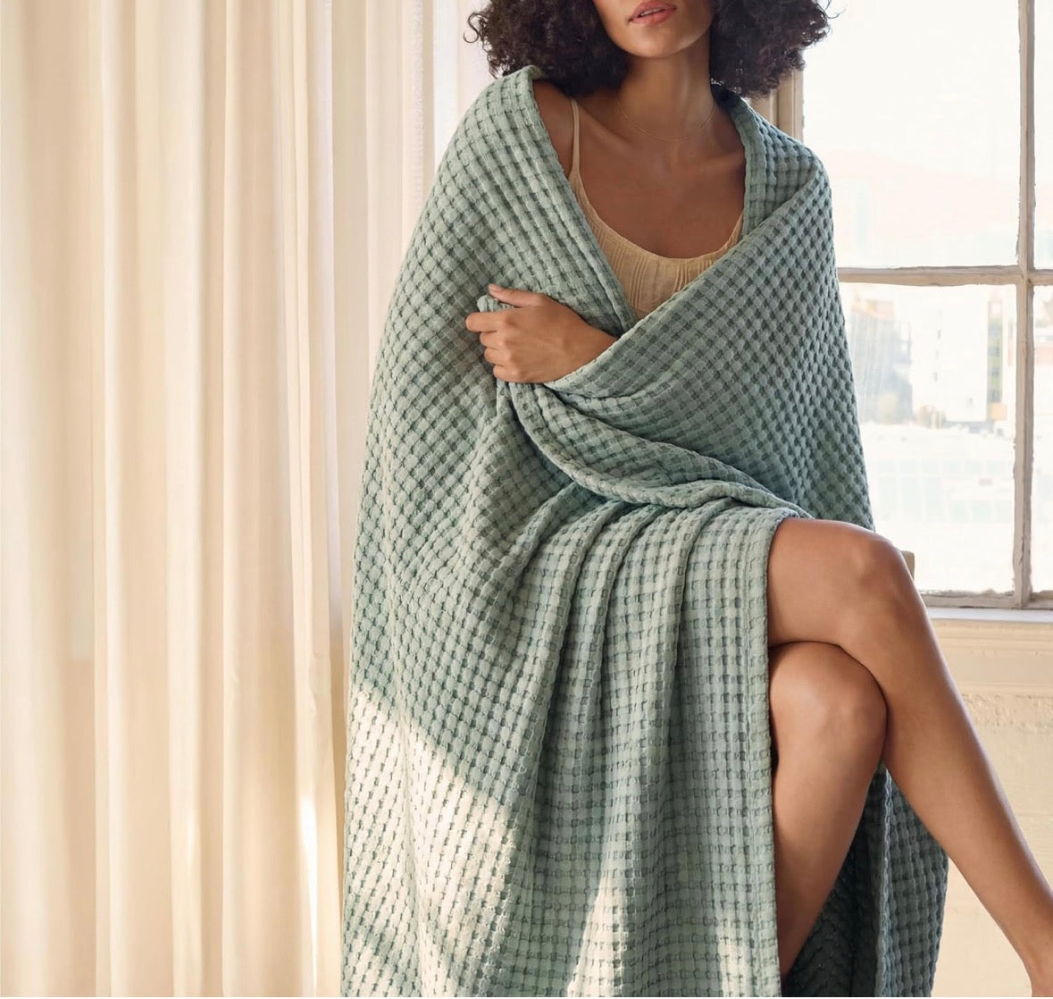 Bedsure Queen Cooling Waffle Weave Bed Blanket, New