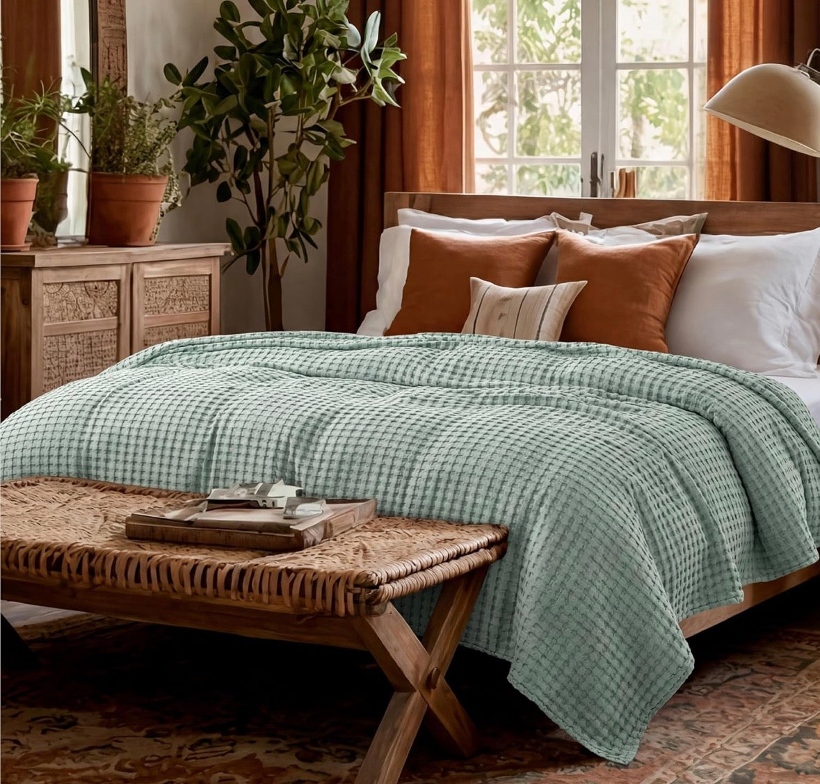 Bedsure Queen Cooling Waffle Weave Bed Blanket, New