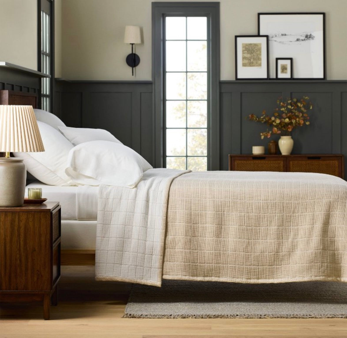 Hearth & Hand Full/Queen Textured Grid Coverlet, New