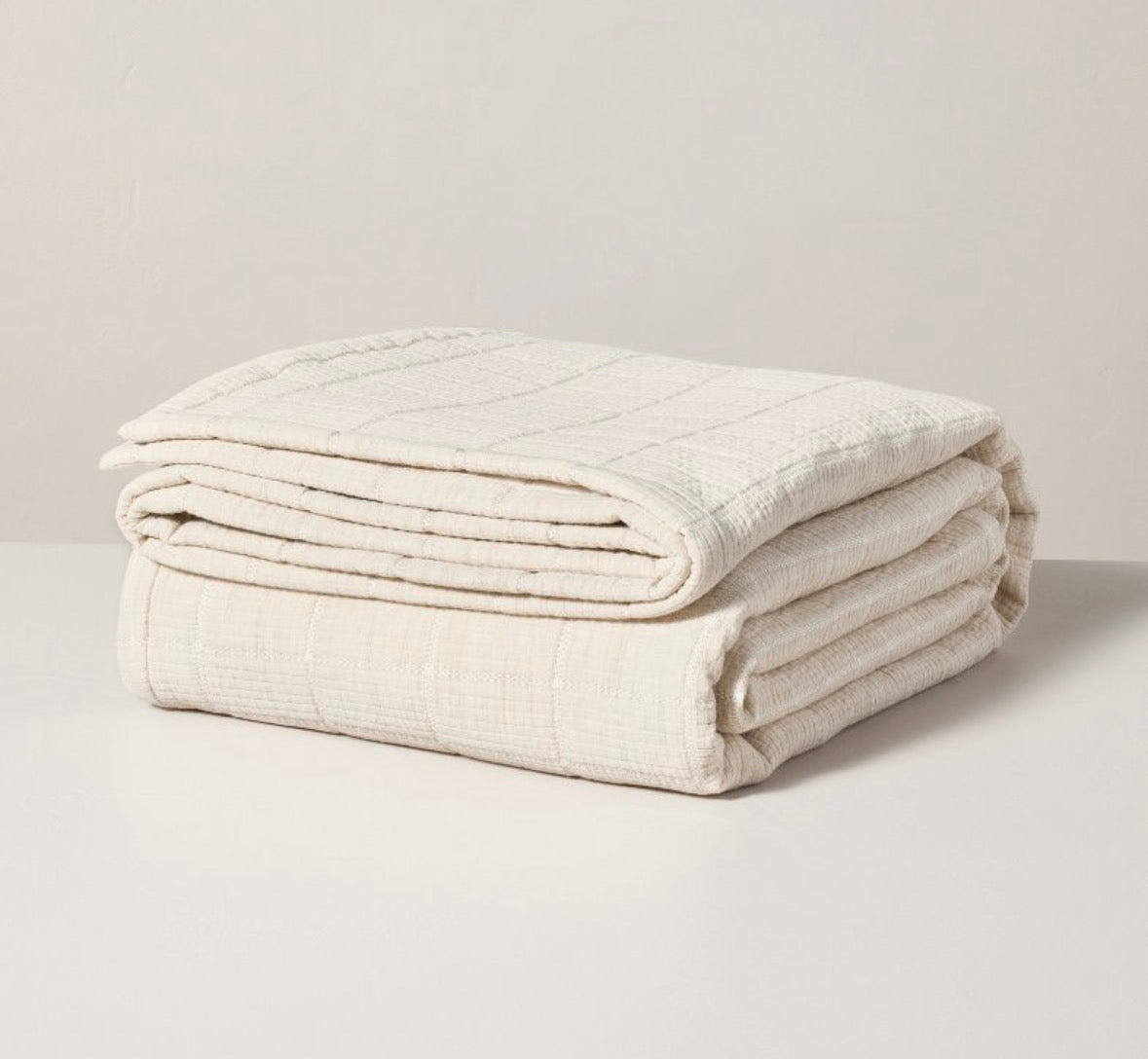 Hearth & Hand Full/Queen Textured Grid Coverlet, New