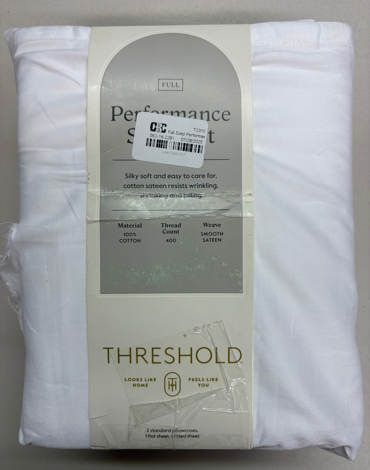 Threshold Full Solid Performance Sheet Set, New