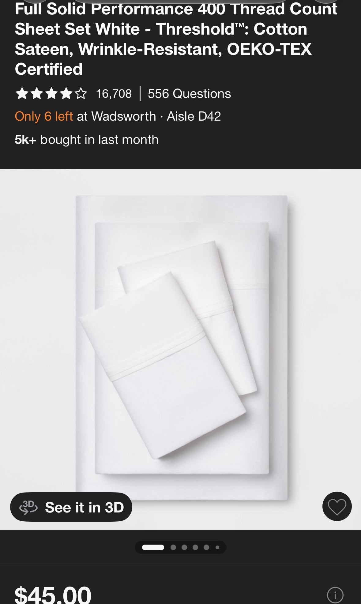Threshold Full Solid Performance Sheet Set, New