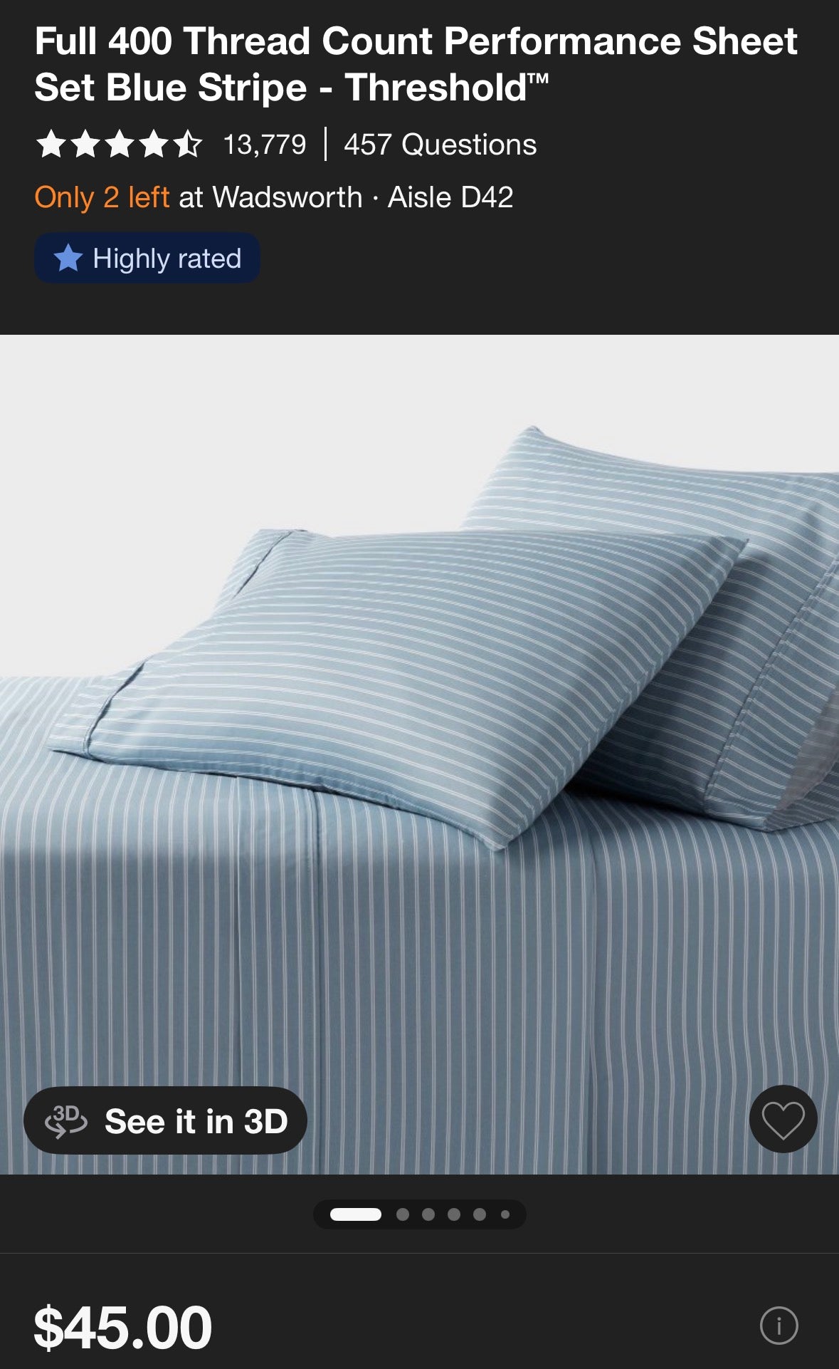 Threshold Full Printed Performance Sheet Set, New