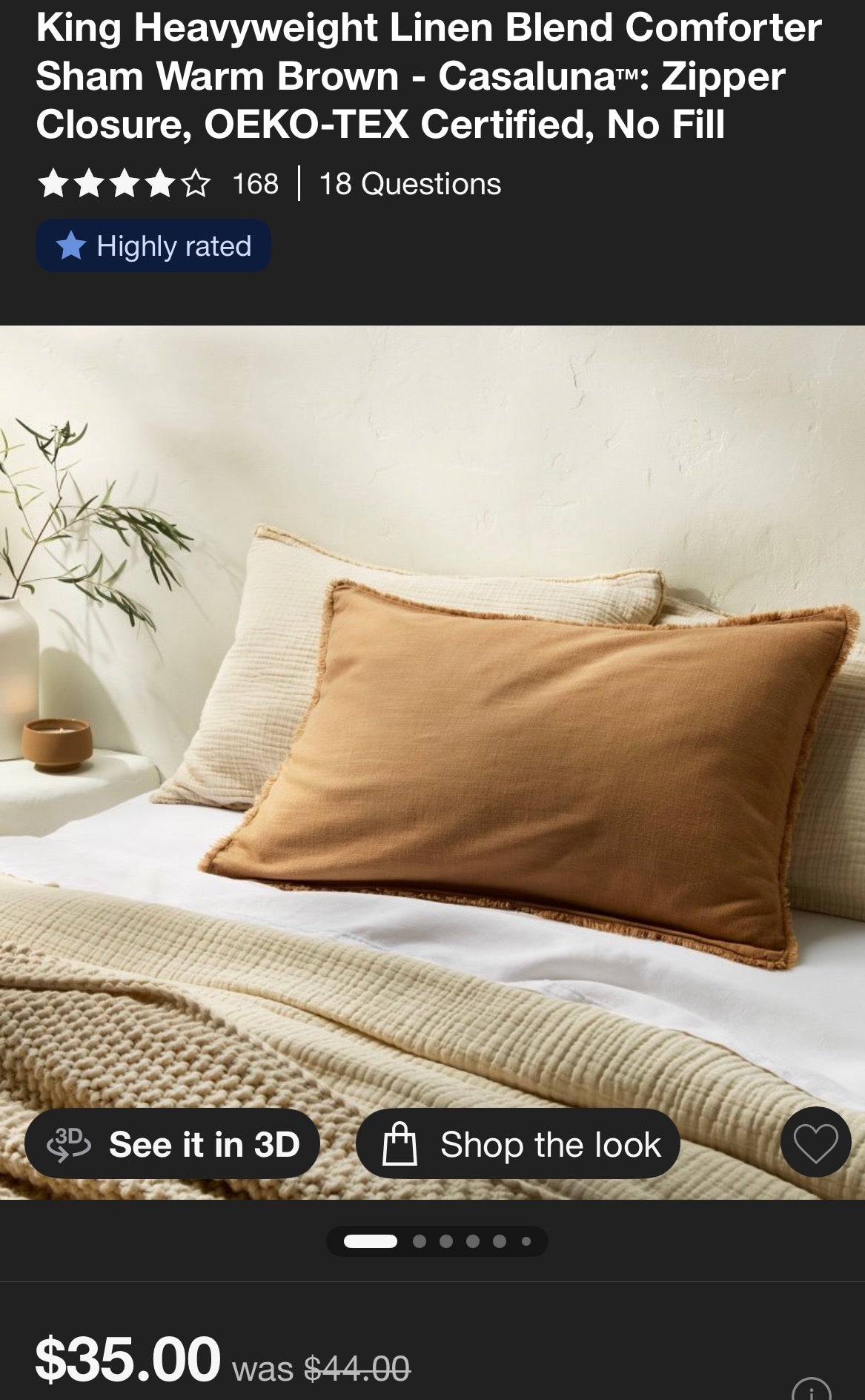 Casaluna King Heavyweight Linen Blend Pillow Shams Set, New