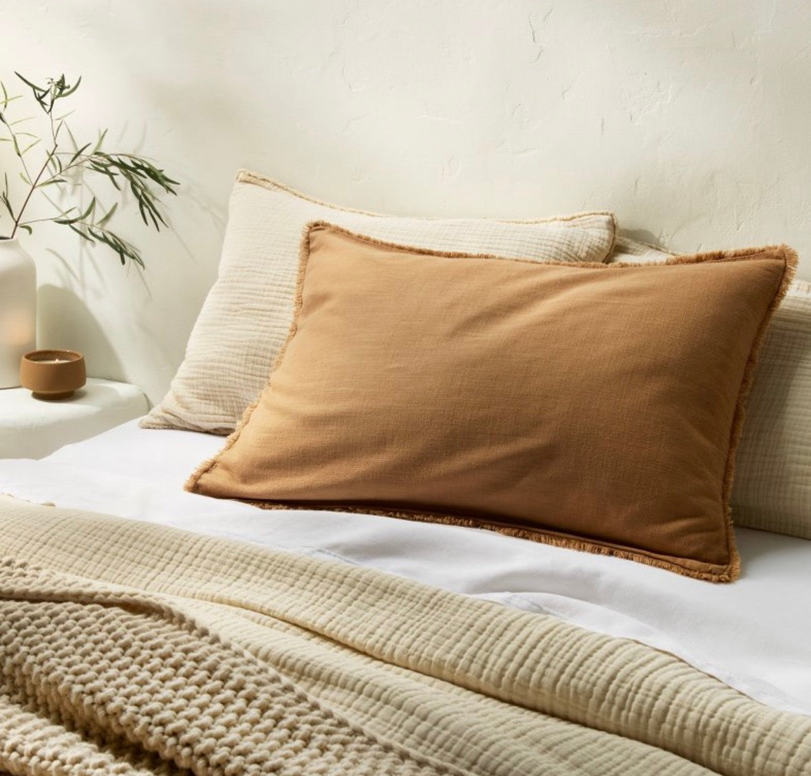 Casaluna King Heavyweight Linen Blend Pillow Shams Set, New