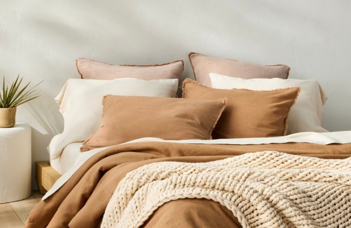 Casaluna King Heavyweight Linen Blend Pillow Shams Set, New