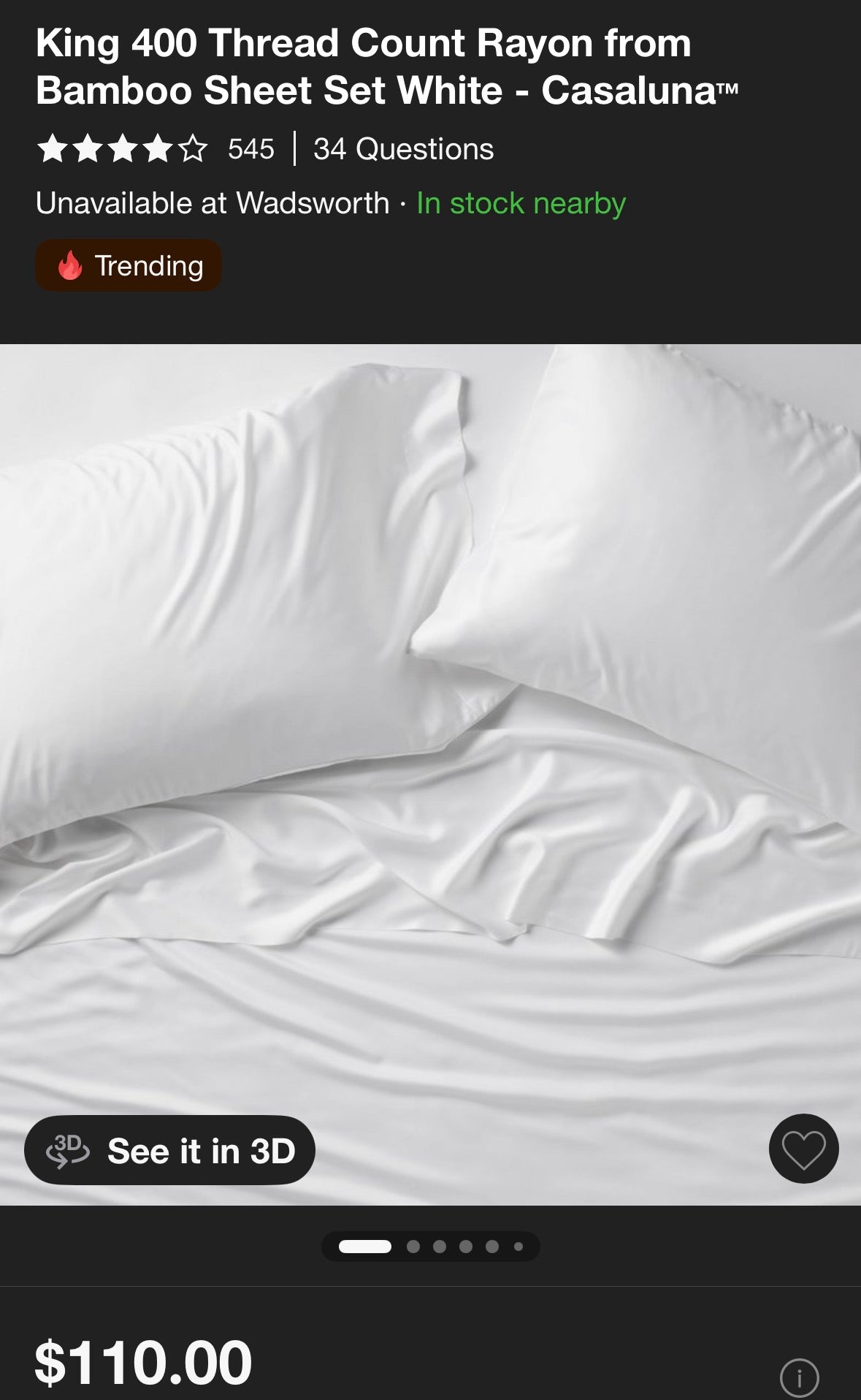 Casaluna King Blissful Bamboo Sheet Set, New