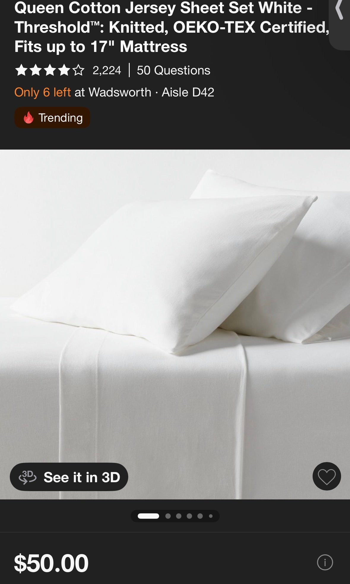 Threshold Queen Jersey Cotton Sheet Set, New