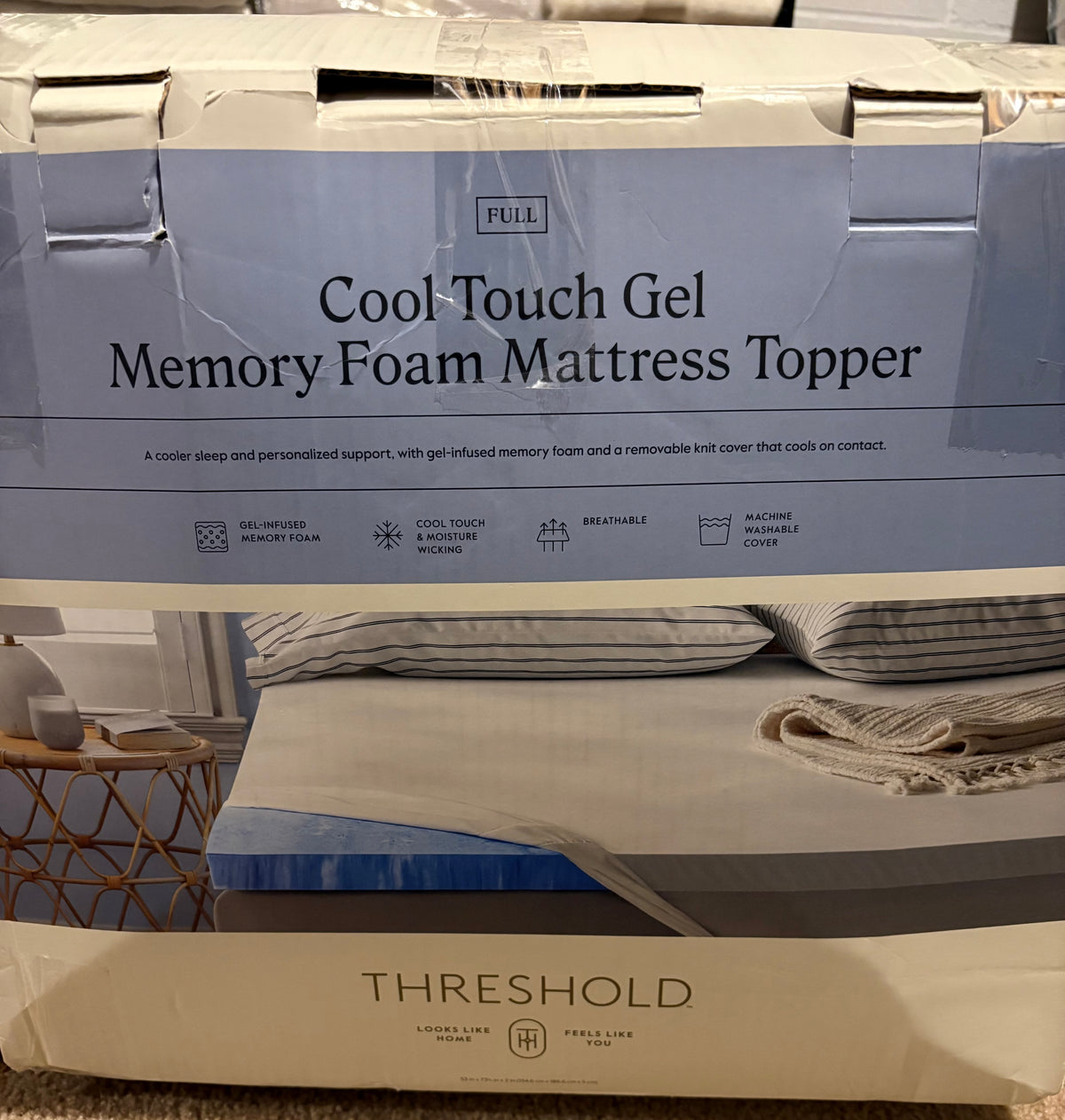 Threshold Full 2” Cool Touch Mattress Topper, New