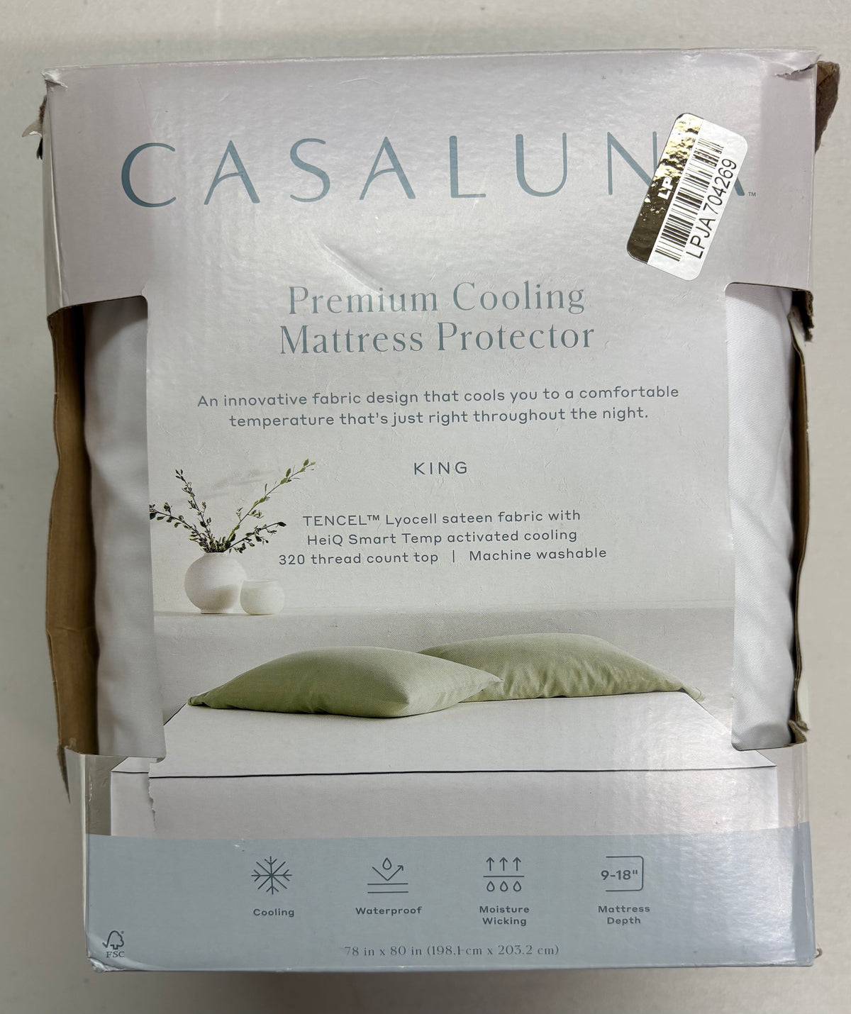 Casaluna King Premium Cooling Mattress Protector, New