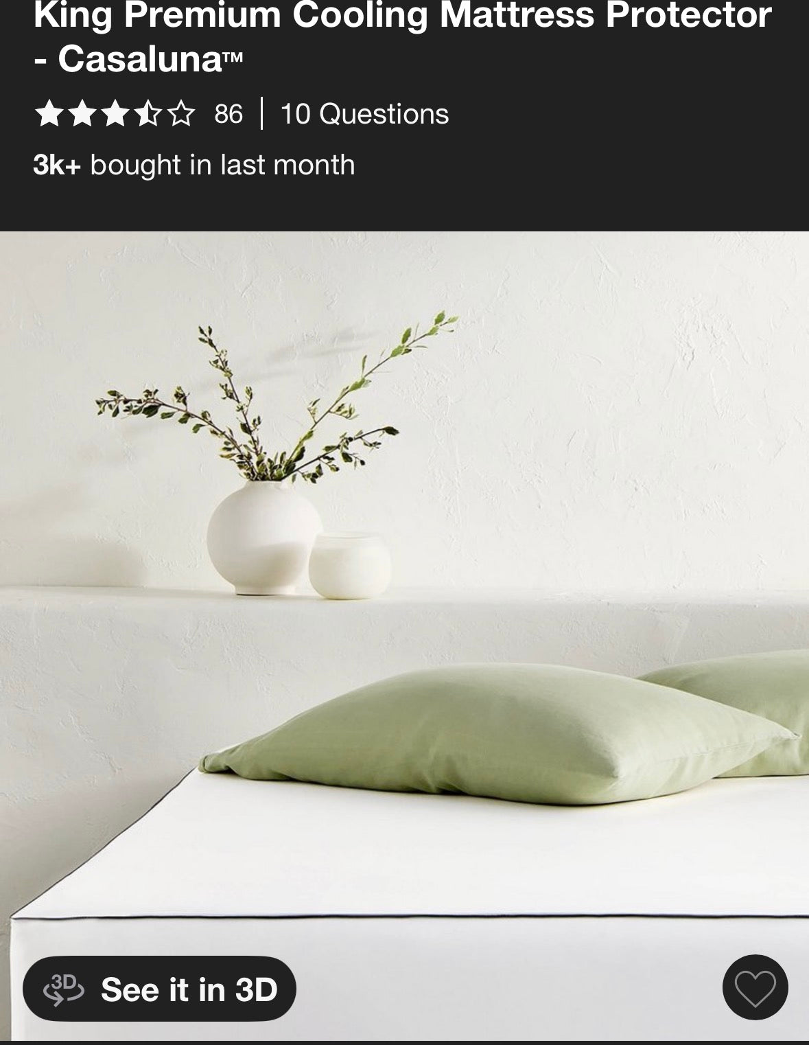 Casaluna King Premium Cooling Mattress Protector, New