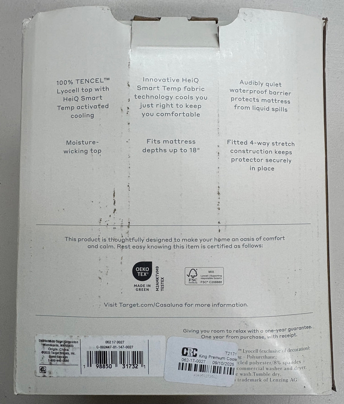 Casaluna King Premium Cooling Mattress Protector, New