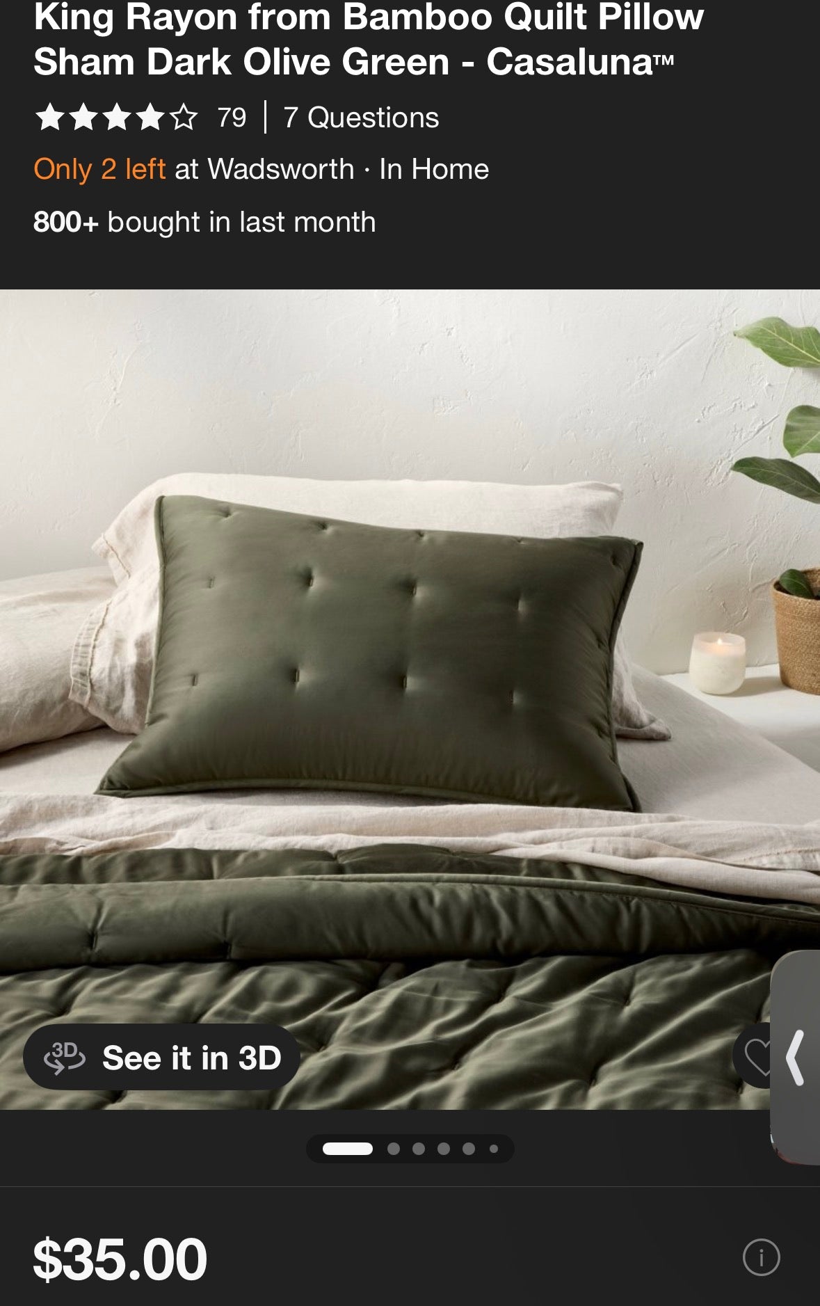 Casaluna King Blissful Bamboo Pillow Shams Set, New