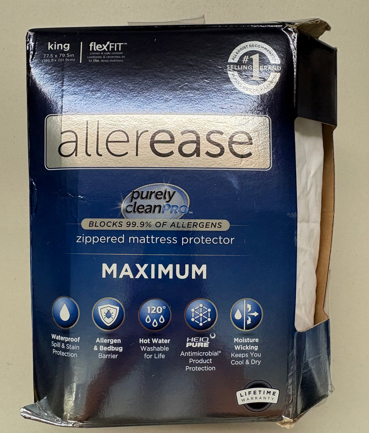 Allerease King FlexFit Zippered Mattress Protector, New