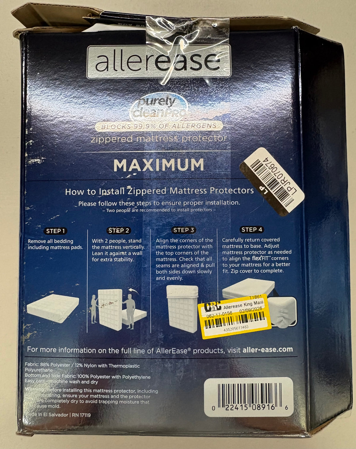 Allerease King FlexFit Zippered Mattress Protector, New