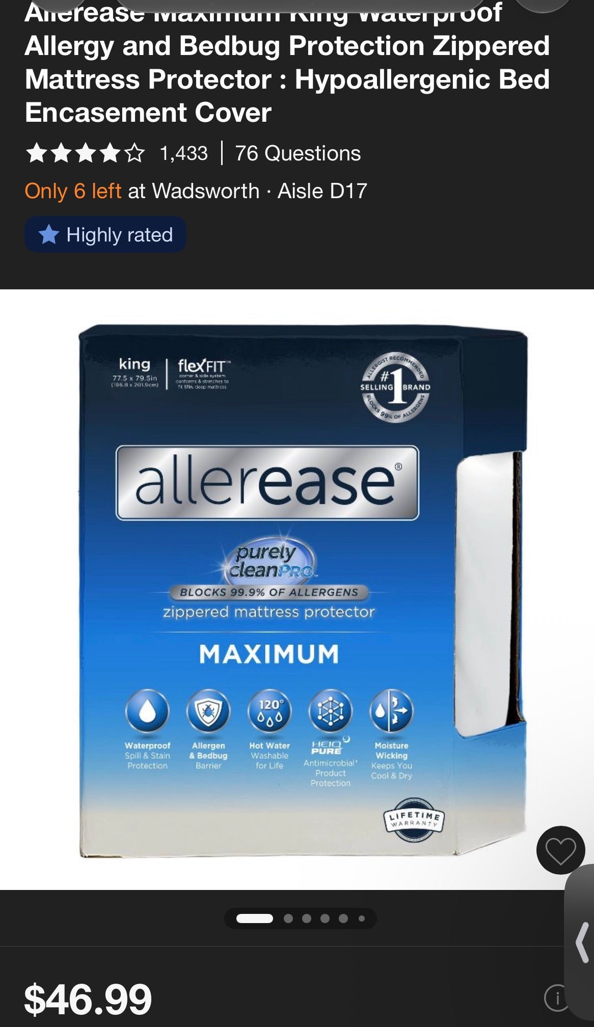 Allerease King FlexFit Zippered Mattress Protector, New