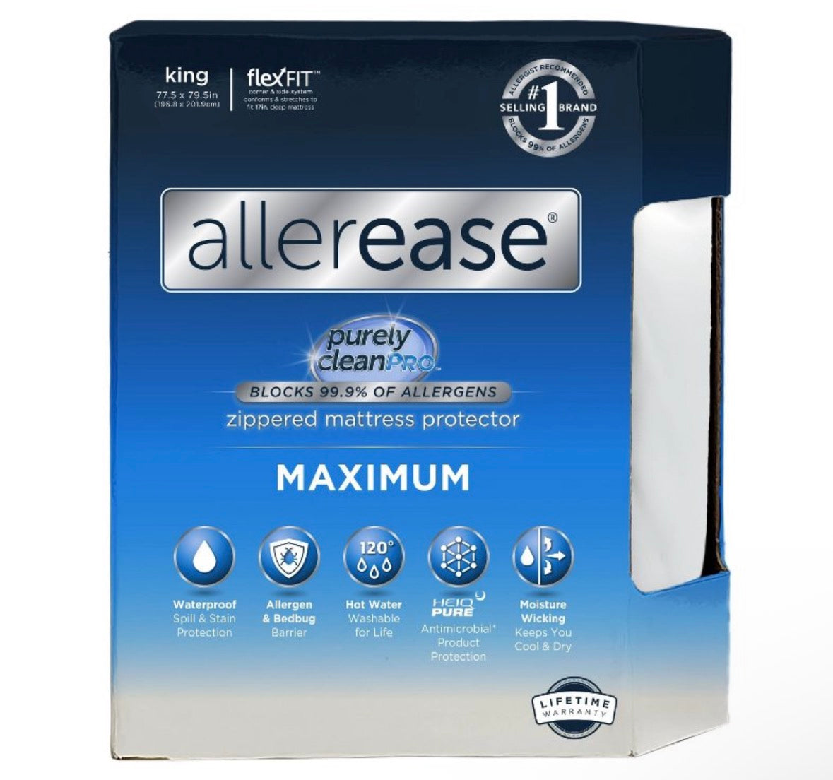 Allerease King FlexFit Zippered Mattress Protector, New
