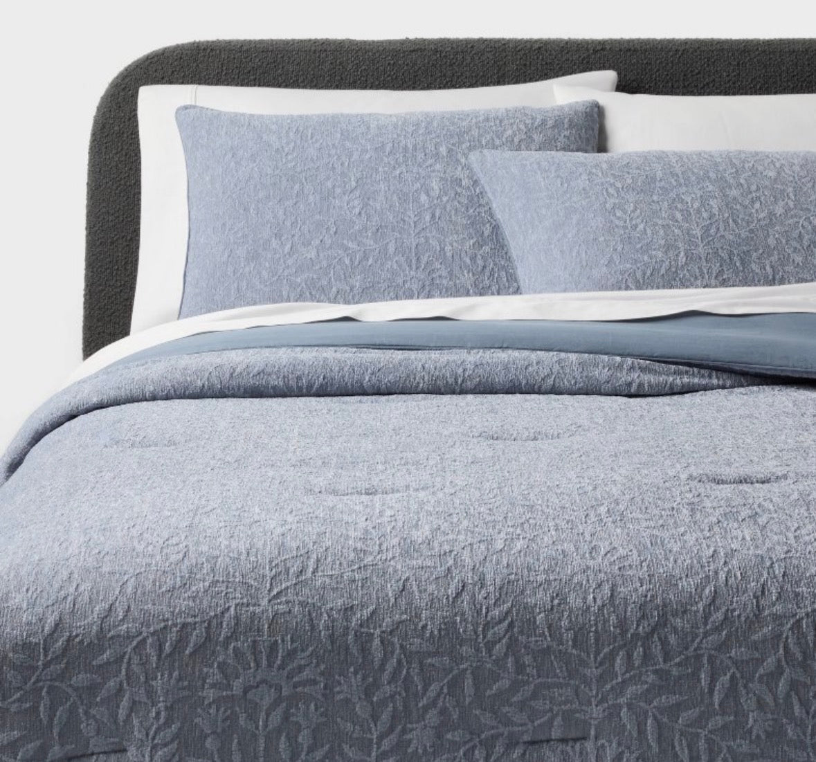Threshold King Chenille Floral Jacquard Comforter Set, New