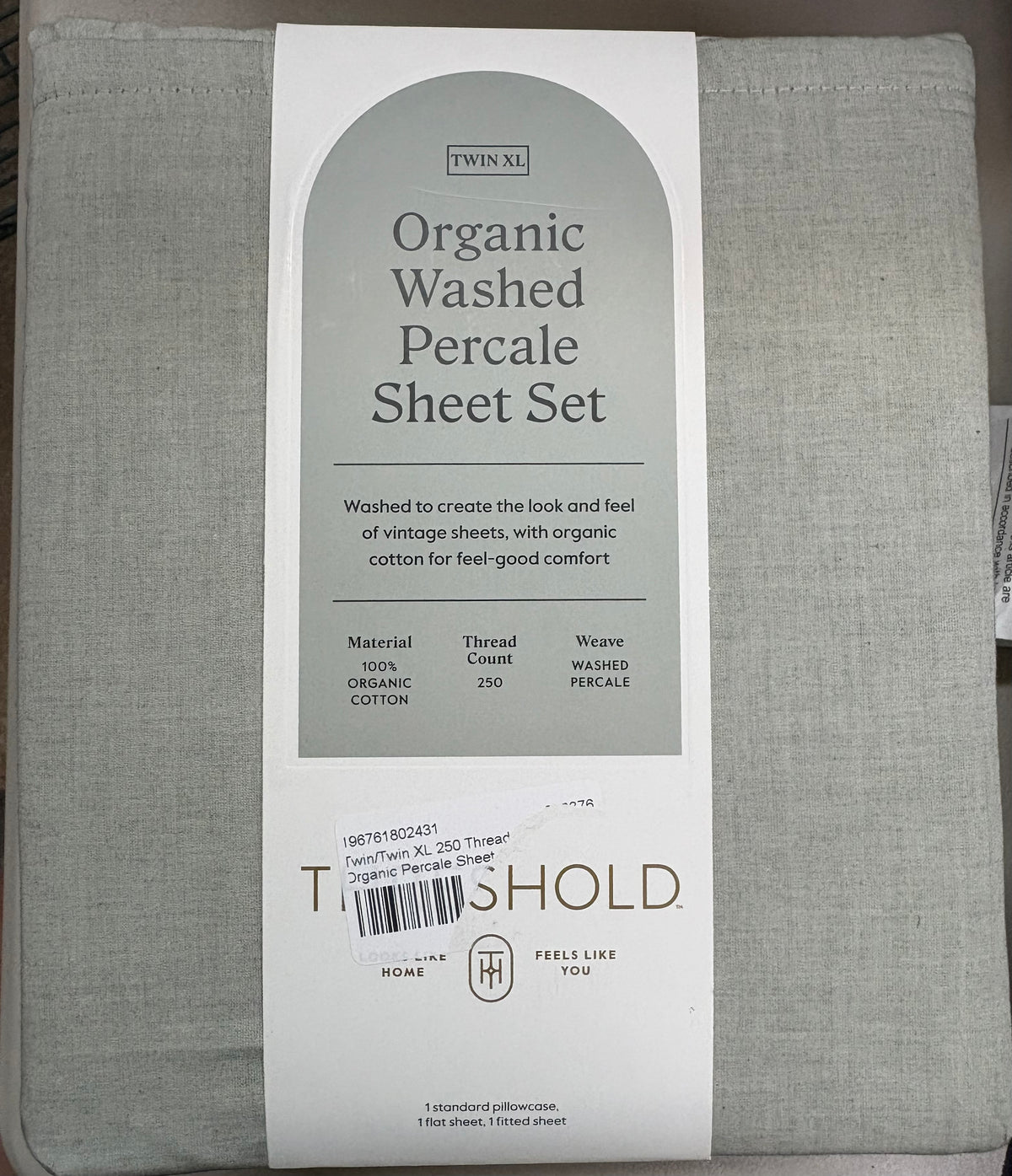 Threshold Twin/XL Twin Organic Percale Sheet Set, New