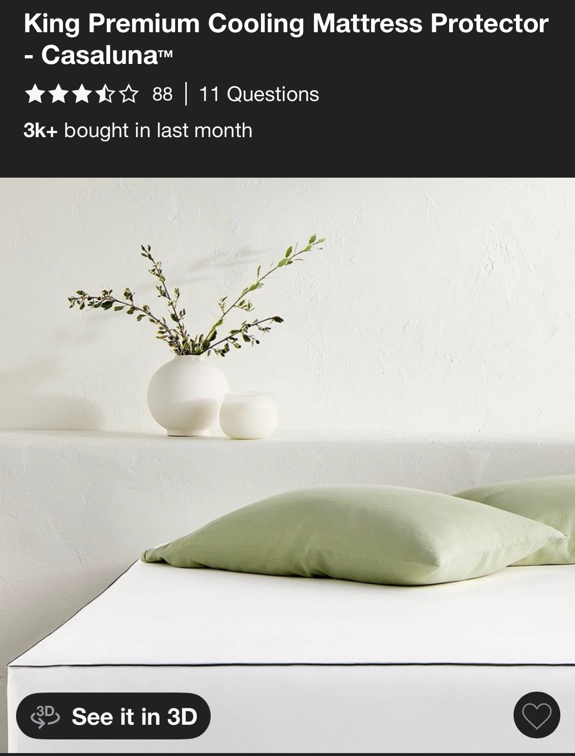 Casaluna King Premium Cooling Mattress and Pillow Protector Set, New