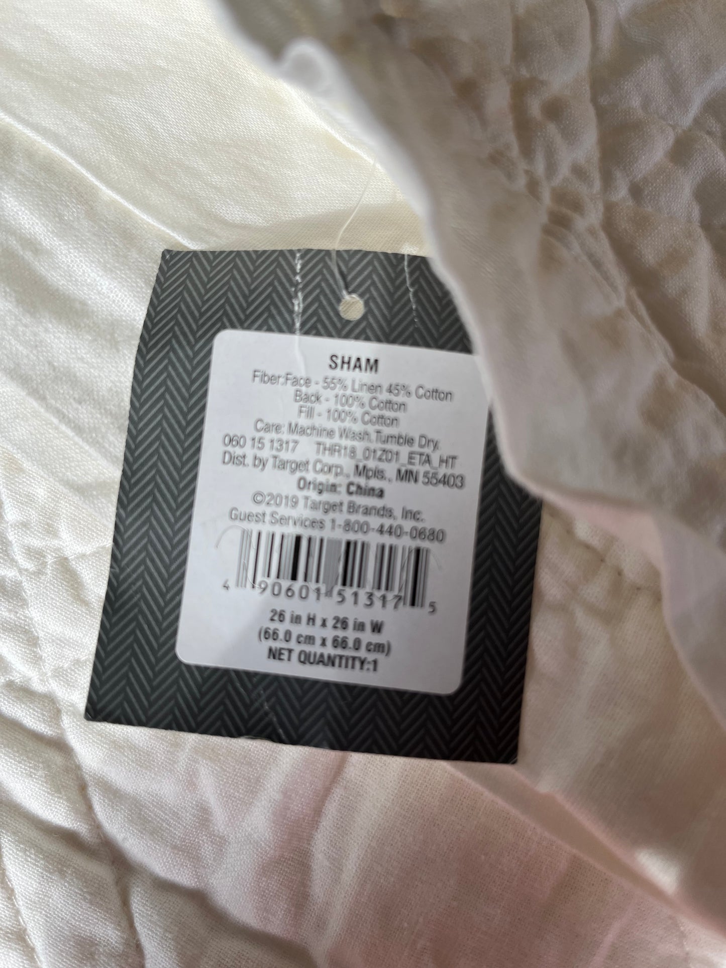 Threshold Euro Linen Blend Diamond Stitch Pillow Sham, New