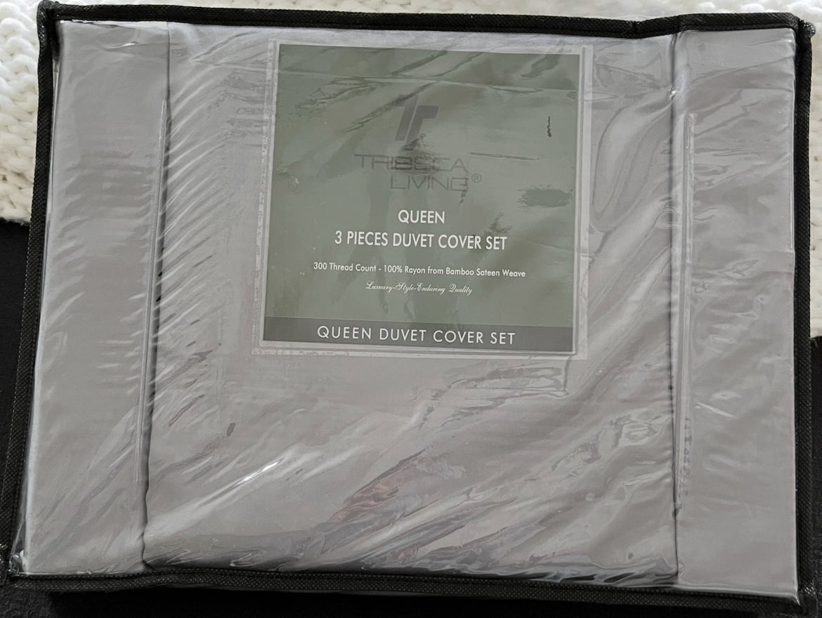 Tribeca Living Queen Bamboo Duvet Set, New