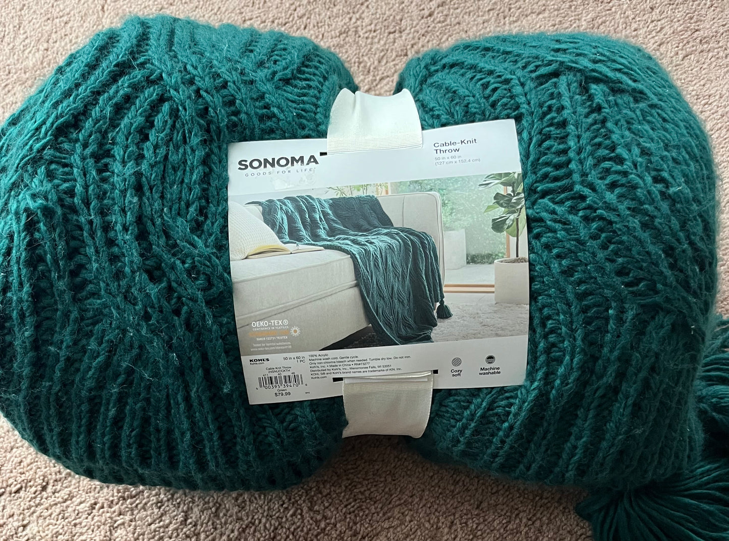 Sonoma 50"x60" Chunky Cable Knit Throw Blanket, New