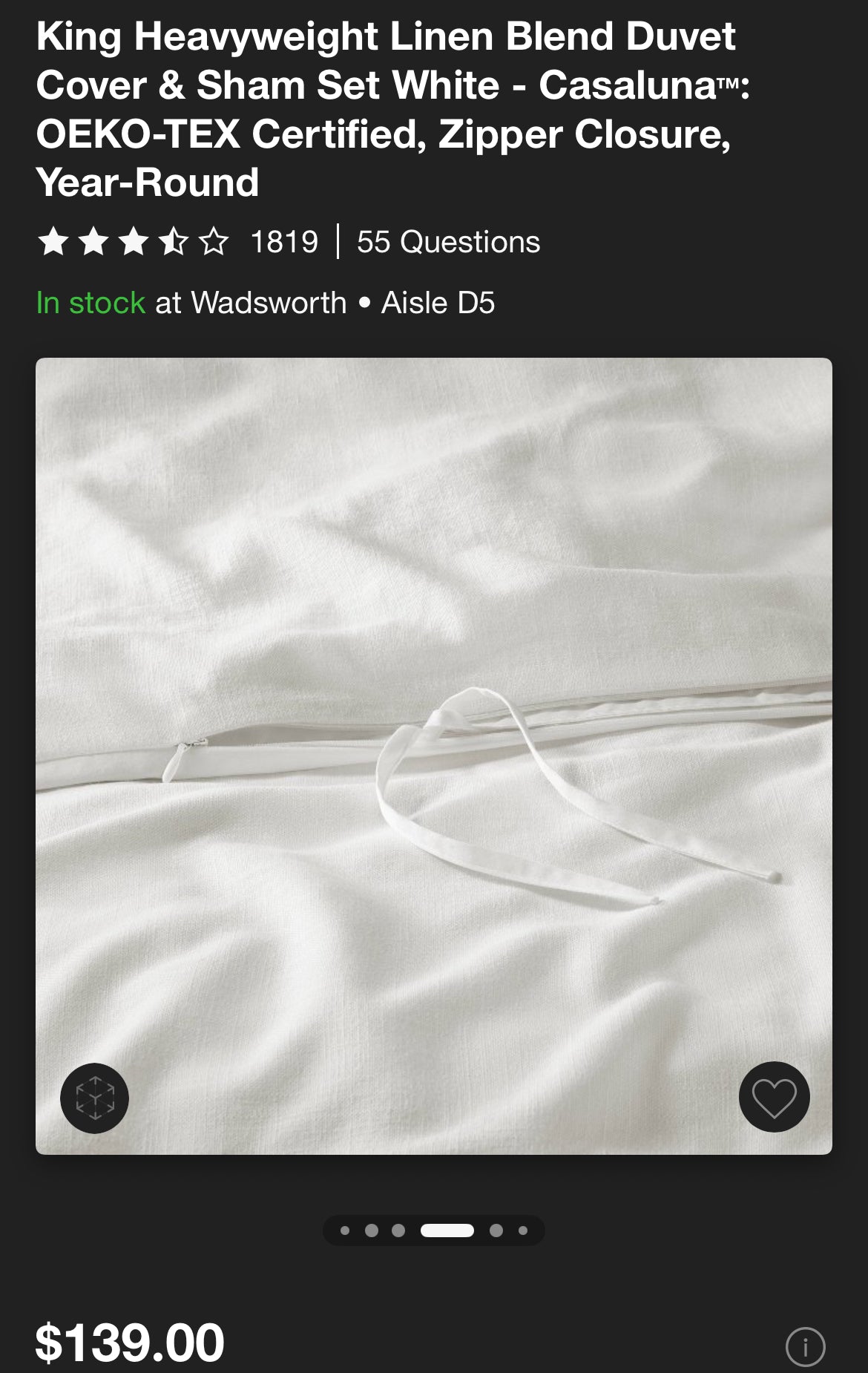 Casaluna King Heavyweight Linen Blend Duvet Cover, New