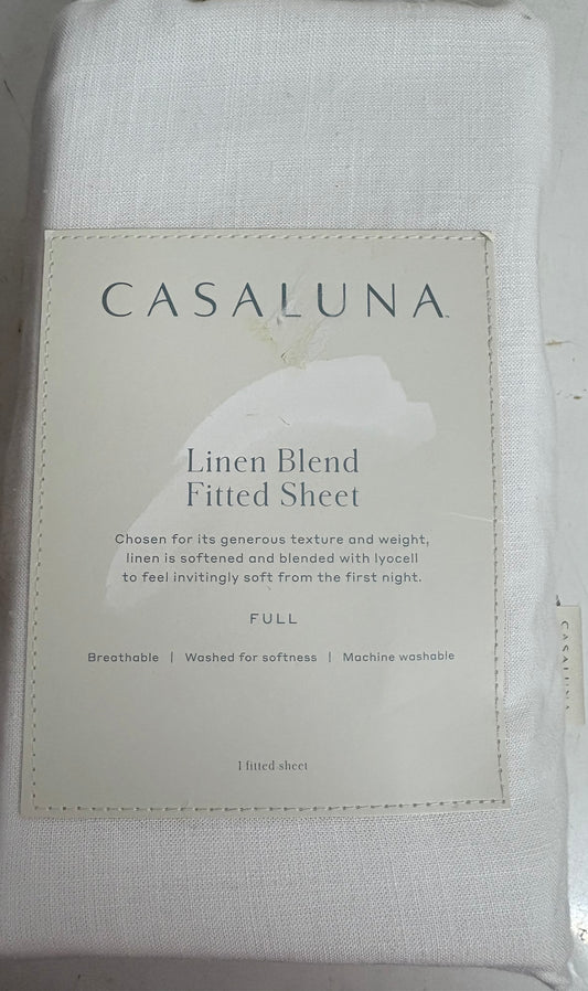 Casaluna Full Linen Blend Fitted Sheet, New