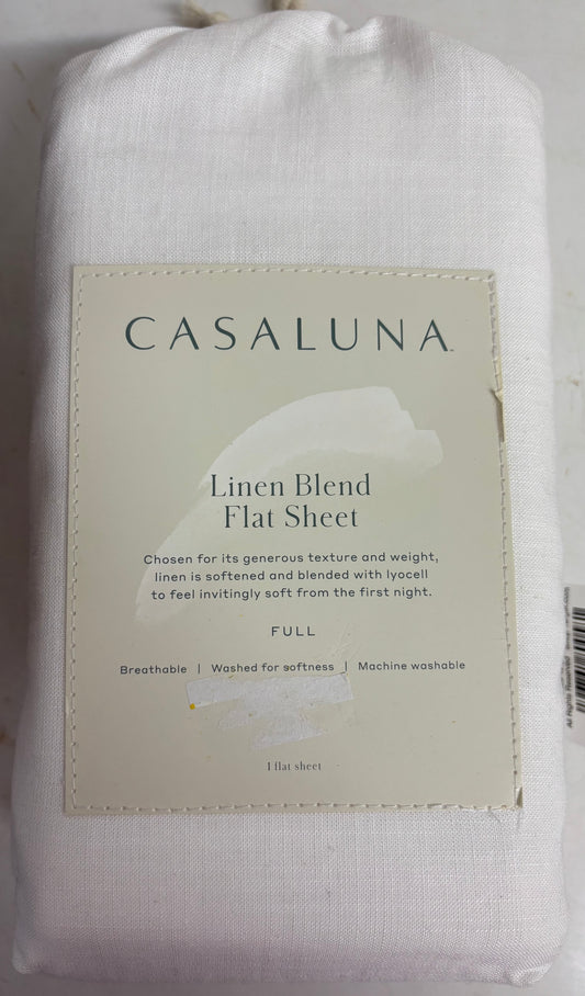 Casaluna Full Linen Blend Flat Sheet, New