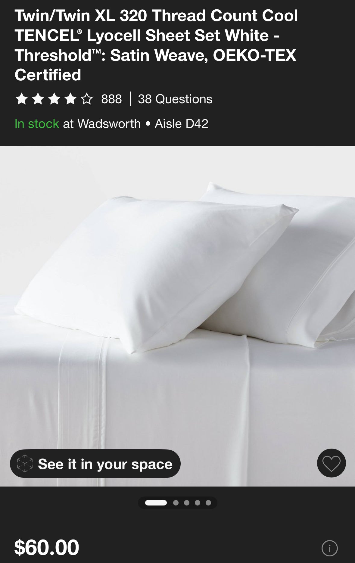 Threshold Twin/XL Twin Tencel Lyocell Sheet Set, New