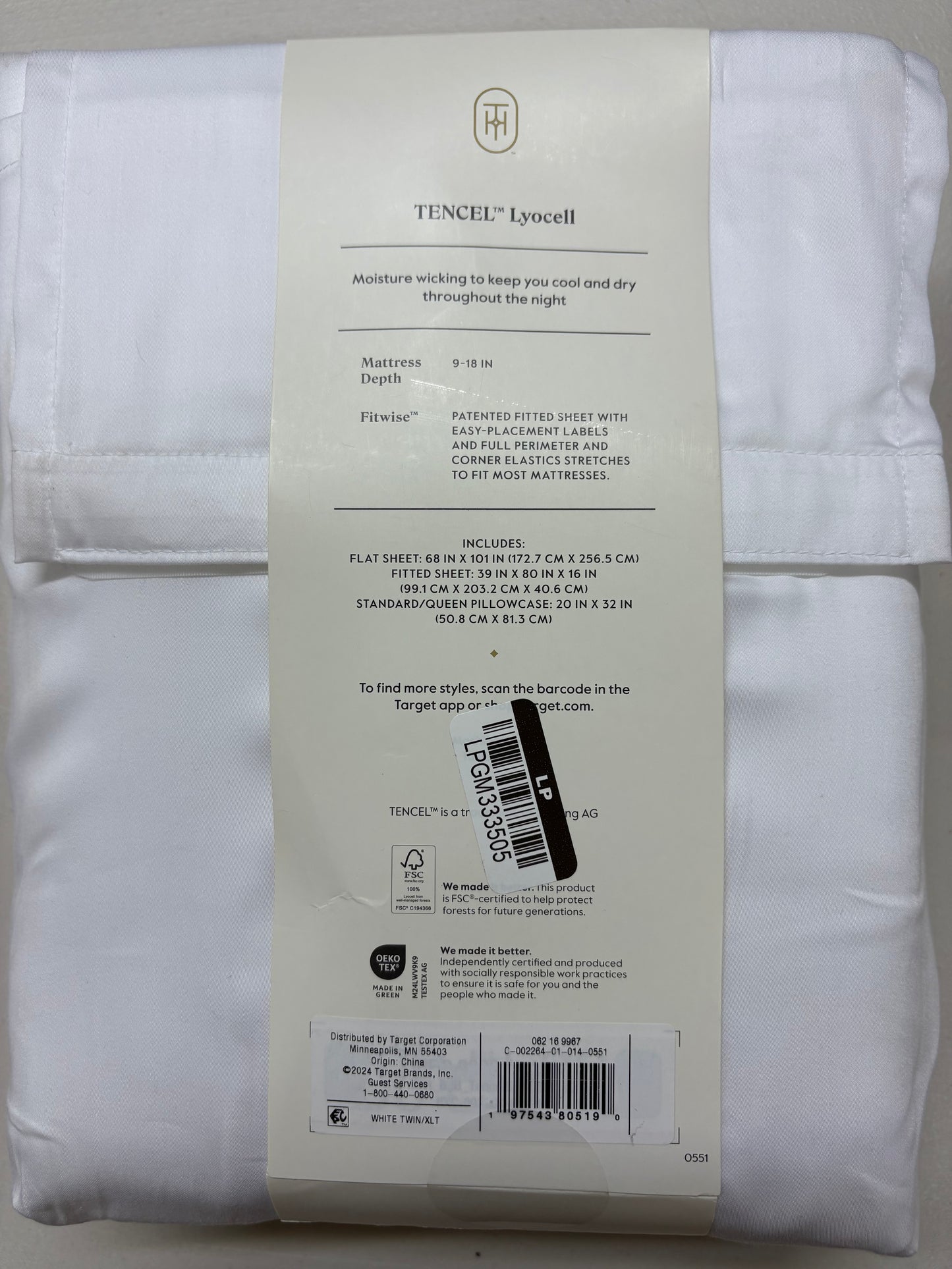 Threshold Twin/XL Twin Tencel Lyocell Sheet Set, New