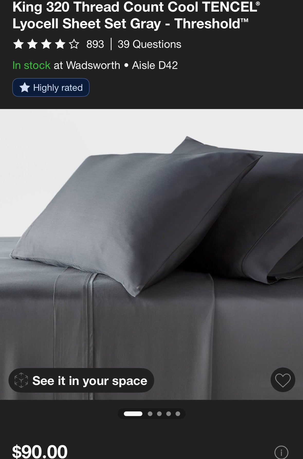 Threshold King Cool Tencel Lyocell Sheet Set, New