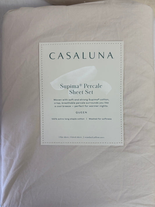 Casaluna Queen Supima Percale Sheet Set, New