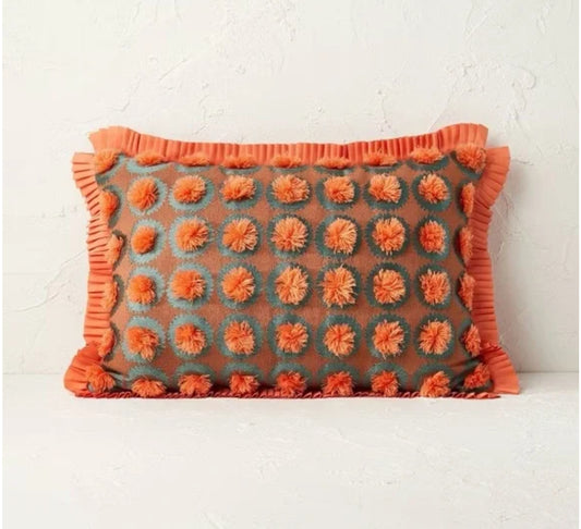 Opalhouse Jungalow 14"x20" Oblong Fringe Pom Throw Pillow, New