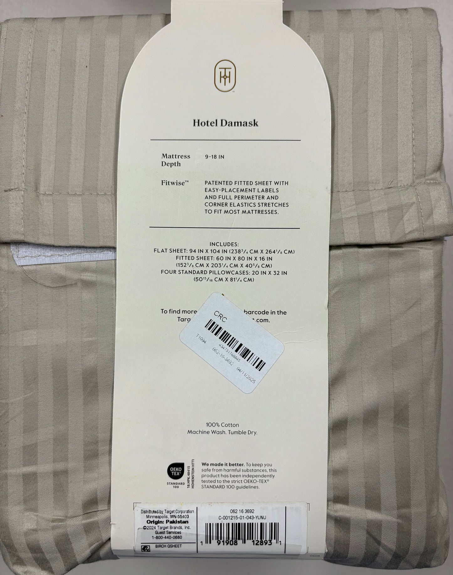 Threshold Queen Hotel Damask Sheet Set, New