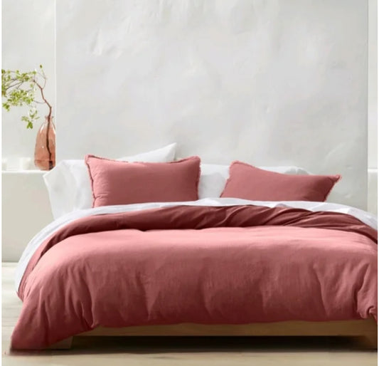 Casaluna King Heavyweight Linen Blend Duvet Set, New