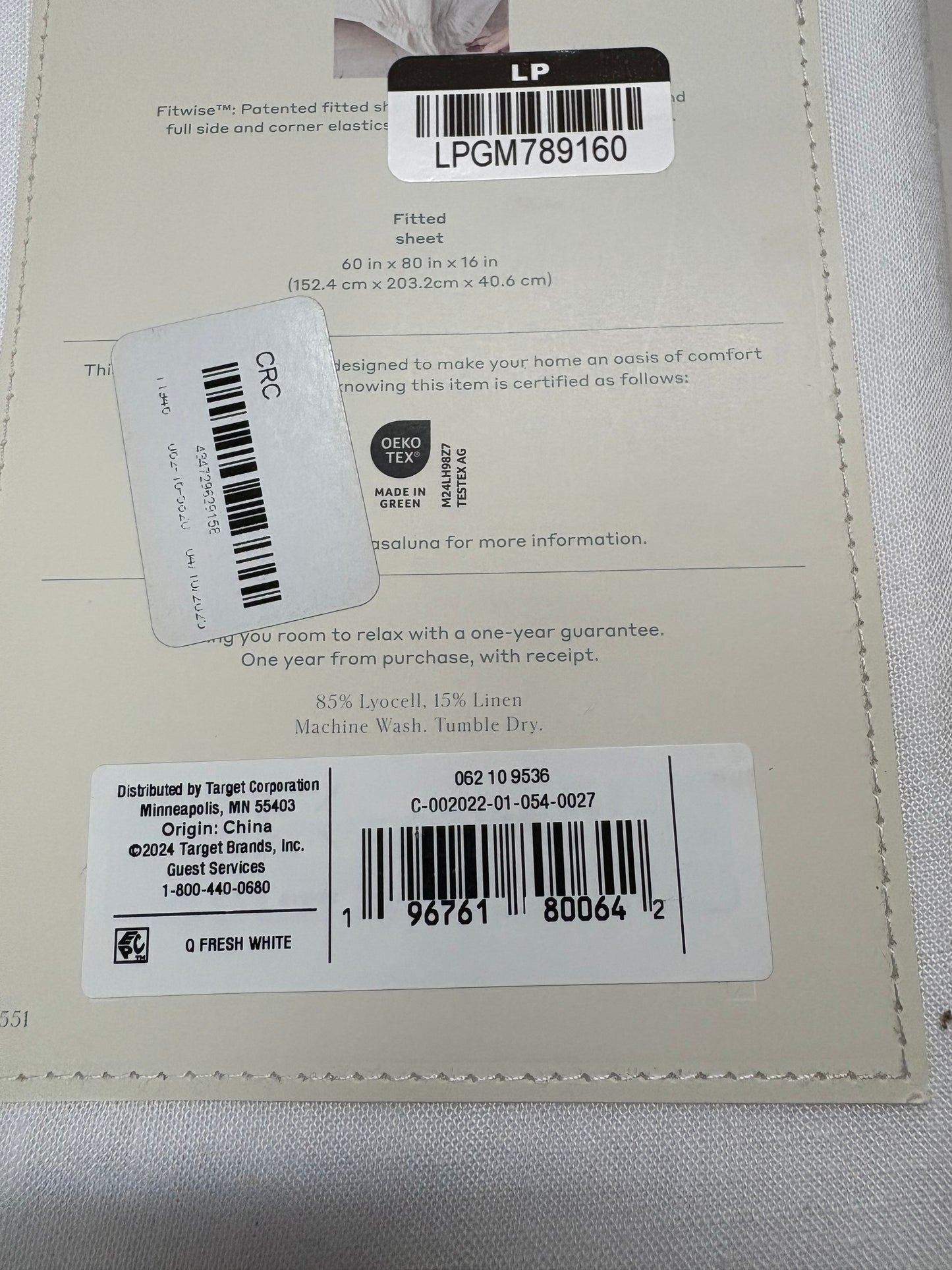 Casaluna Queen Linen Blend Fitted Sheet, New