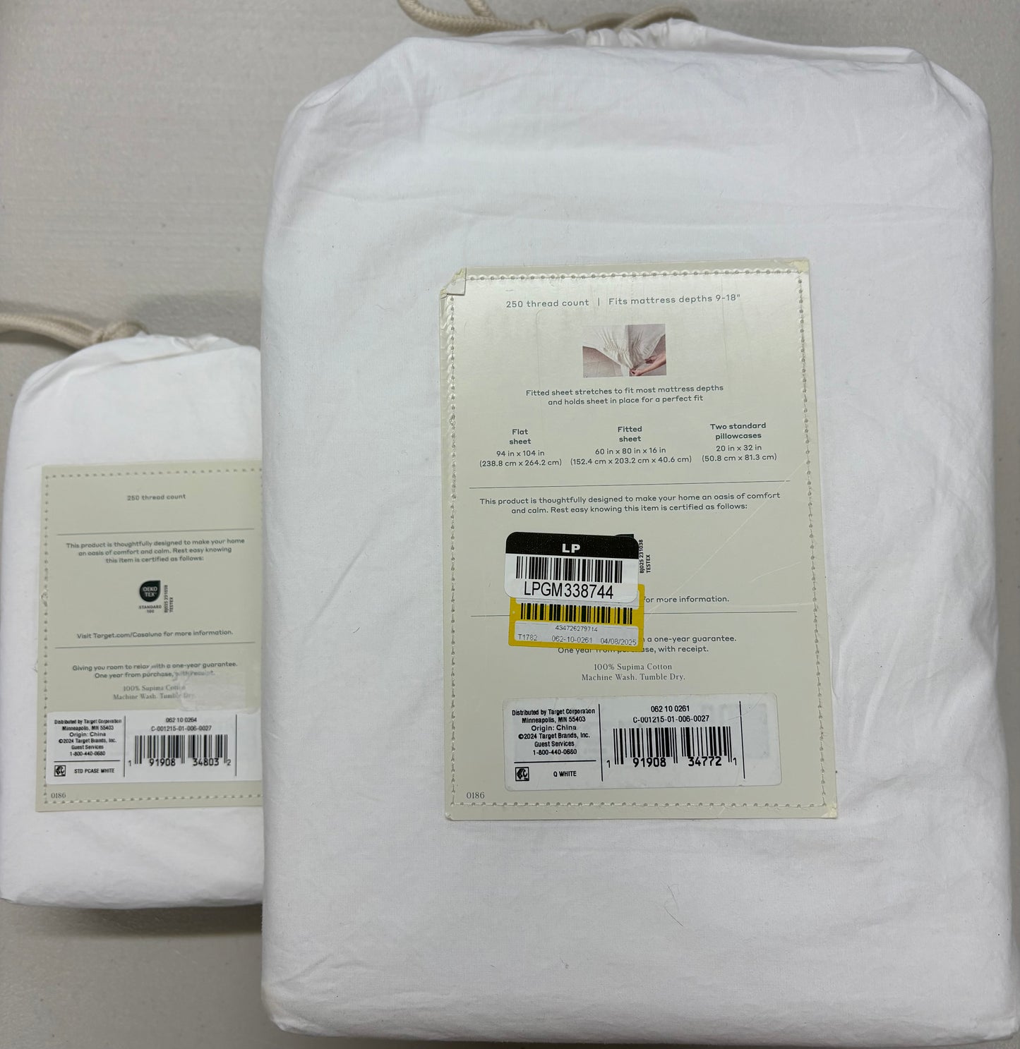 Casaluna Queen Supima Percale Cotton Sheet & Pillowcase Sets Bundle, New