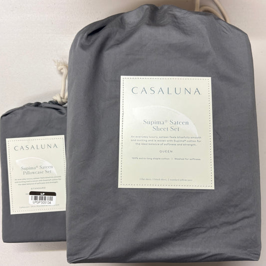 Casaluna Queen Supima Sateen Sheet & Pillowcase Set, New