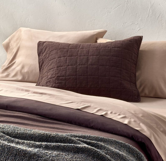 Casaluna Standard Heavyweight Linen Blend Quilted Sham Set, New